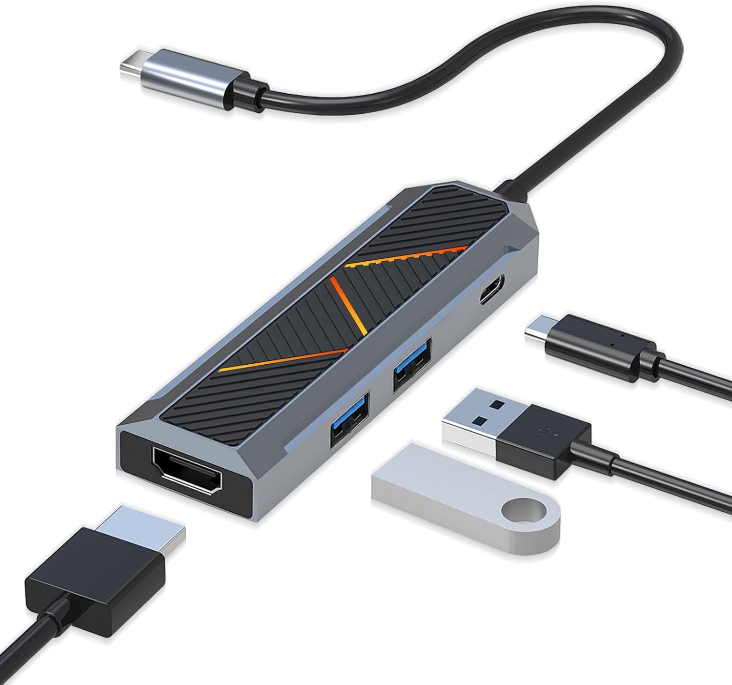 4-in-1 USB-C HUB me 4K 60hz Hdmi Splitter
