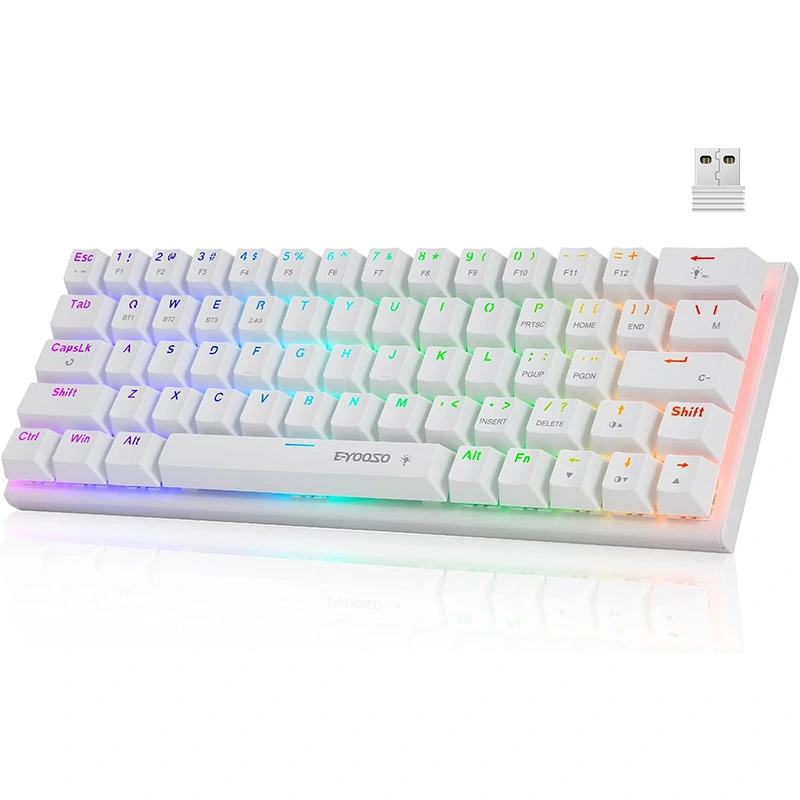63 Nā kī RGB uea BT 2.4GHz ʻano-c Mechanical Gaming Keyboard