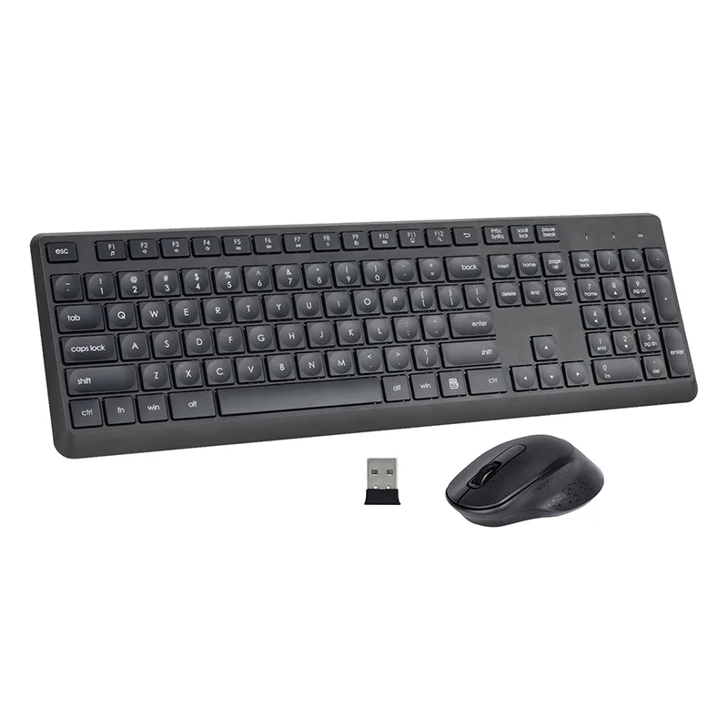 ʻEleʻele 2.4ghz Keleponaʻole a me ka mouse combo