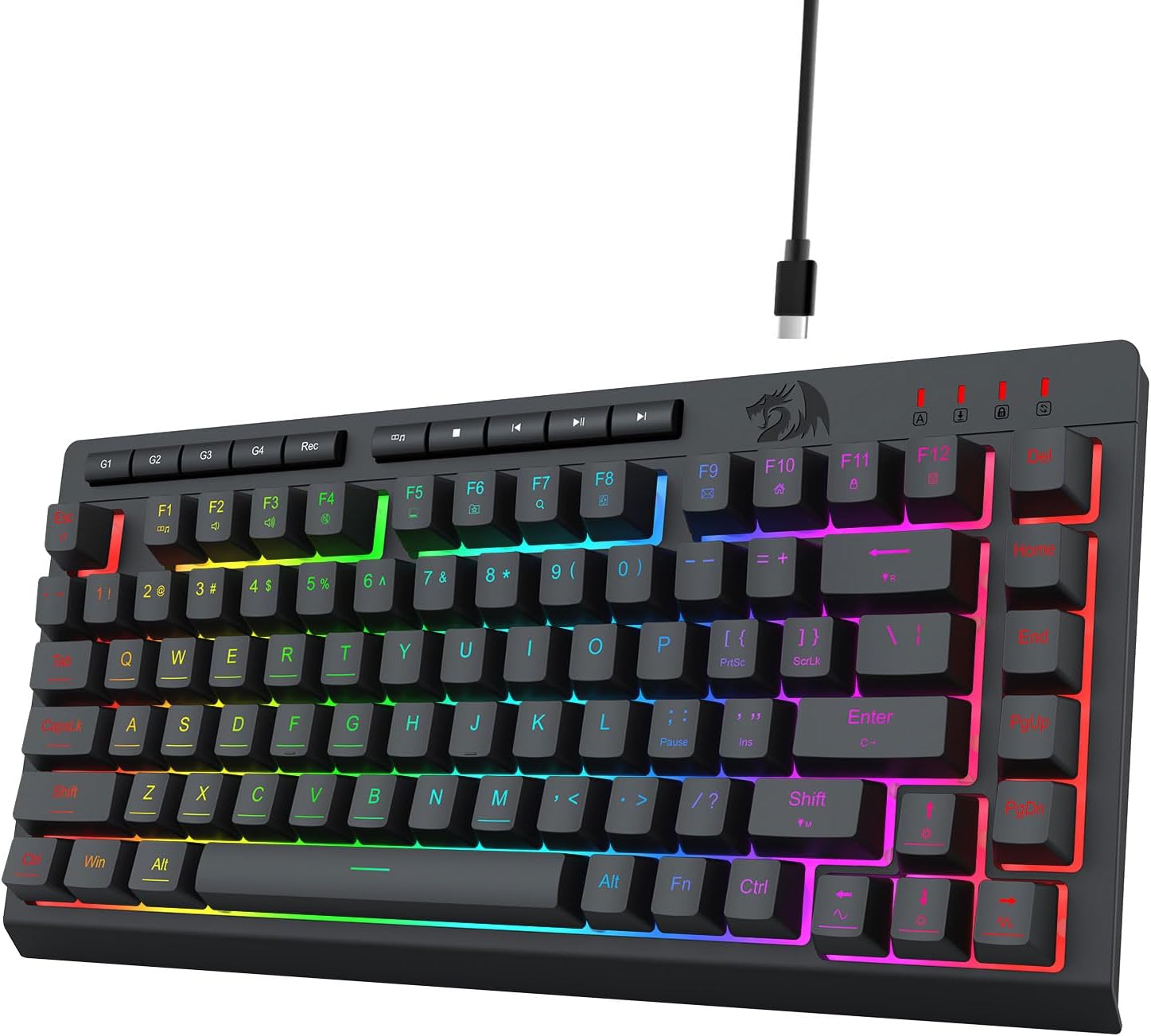 ʻO Black K524 Wired Gaming Ramg RGGENT RGGENT, 75% kī
