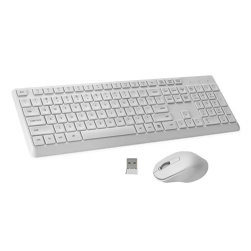 Keʻokeʻo 2.4ghz keleponaʻole a me ka mouse combo