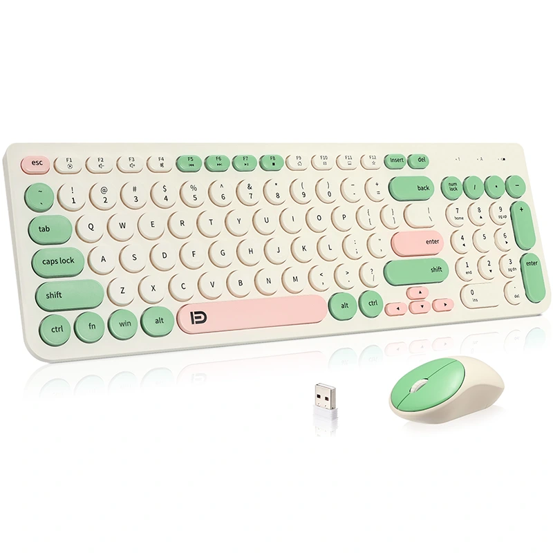 ʻO ka papa keyboard uʻi ʻole a me ka ʻiole Combo Retro Typewriter 2.4GHz