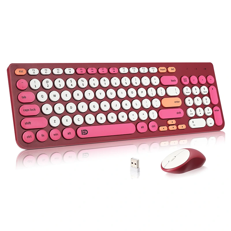 Hoʻohui ʻia ʻo Keyboard Wireless a me ka ʻiole me nā kiʻi pōʻai 2.4GHz
